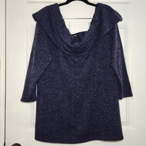 NWT Lane Bryant Blue Heathered Wide Cowl Neck Sweater - Size: 22/24